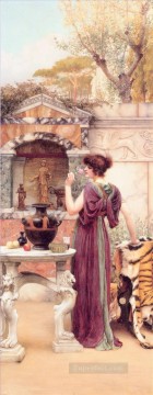 John William Godward Painting - the Garden Shrine Pompeii Neoclassicist lady John William Godward